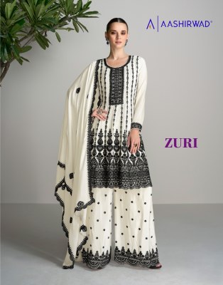 Aashirwad creation by Zuri fancy embroidered sharara suit catalogue at affordable rate fancy sharara suit Catalogs