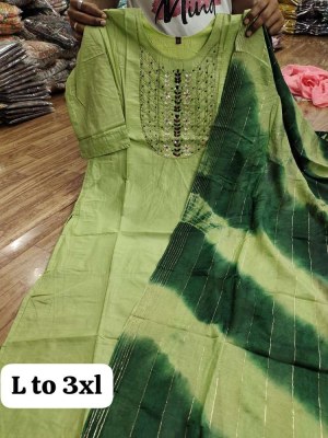 Amavi Presents Chanderi Cotton Handwork Kurti With Dupatta Set size set Kurti buy wholesaler price   