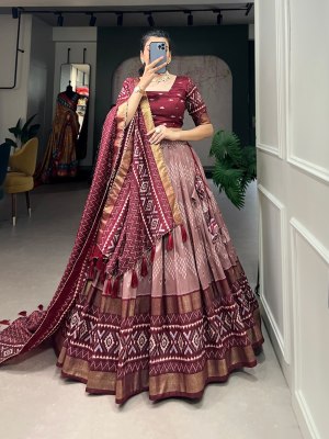 Amavi Presents Design no 1688 Maroon colour Tussar Silk  Wedding Function Wear lehenga Choli wholesaler Exporter lehenga choli
