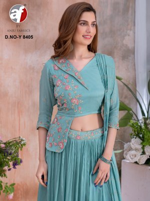 Anju fabric by D NO Y 8405 pure dola silk handwork designer lehenga choli catalogue at affordable rate lehenga choli catalogs
