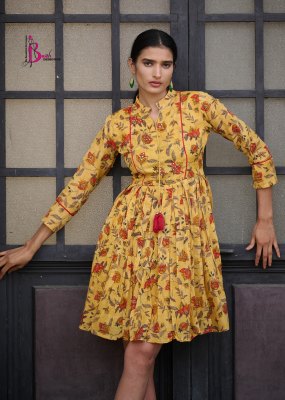 Bhavi by Victoria vol 2 printed mal cotton flared tunic catalogue at low rate western wear catalogs