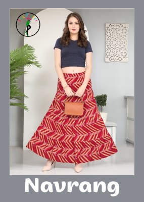 Boine by Navarang Super deluxe heavy rayon full flared printed skirt catalogue Fancy Skirt
