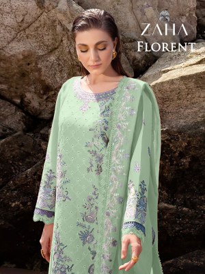 Florent by Zaha pure cambric cotton embroidered Pakistani suit catalogue pakistani suit catalogs