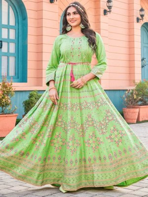 Glam nx long anarkali gown with embroidery work catalogue at wholesale rate gowns