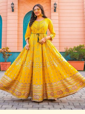 Glam nx long anarkali gown with embroidery work catalogue at wholesale rate gowns
