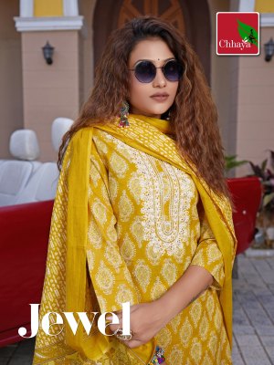 Jewel by Chaya jaipuri cotton printed readymade suit catalogue at low rate kurti pant with dupatta Catalogs