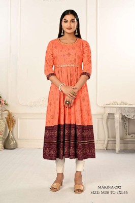 Jivora Marina Design no 202 Premium Cotton Designer collection Size set Kurti supplier in India  gowns