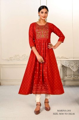 Jivora Marina Design no 203 Premium Cotton Designer collection Size set Kurti supplier in India  gowns