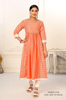 Jivora Marina Design no 206 Premium Cotton Designer collection Size set Kurti wholesaler  gowns