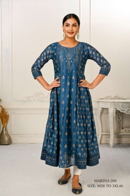Jivora Marina Design no 208 Premium Cotton Designer collection Size set Kurti supplier in India  gowns