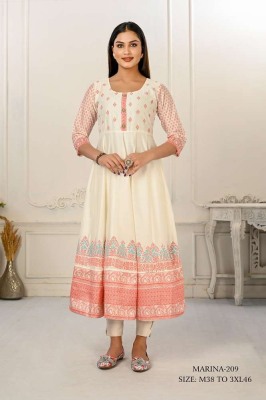 Jivora Marina Design no 209 Premium Cotton Designer collection Size set Kurti supplier in India  gowns