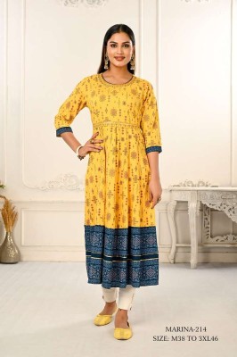 Jivora Marina Design no 214 Premium Cotton Designer collection Size set Kurti supplier in India  gowns