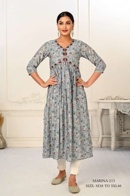 Jivora Marina Design no 215 Premium Cotton Designer collection Size set Kurti wholesaler  gowns