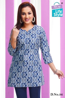 Mcm life style by Kashvi vol 3 pure cotton printed short tunic catalogue at low rate western wear catalogs