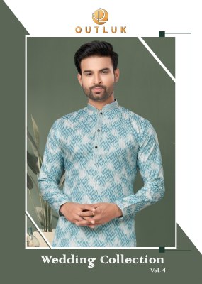 Outluk by wedding collection vol 4 Heavy Cotton Digital Print with Sequance work mens kurta catalog at wholesale price mens kurta
