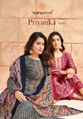 Priyanka vol 1 by suryajyoti pure modal printed unstitched suit material catalog at affordable rate 