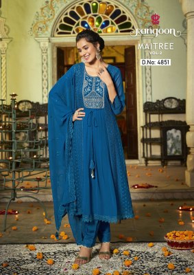 Rangoon maitree vol 02 georgette with heavy embroidered work readymade suit catalog at wholesale price  