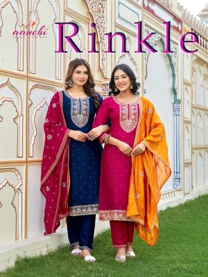 Rinkle by Aanchi vichitra embroidered kurti pant and dupatta catalogue kurti pant with dupatta Catalogs