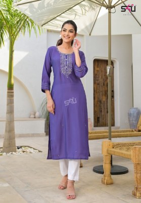 S4U by Glamour embroidered roman silk fancy kurti catalogue at affordable rate 