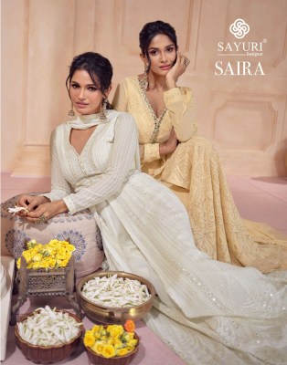 Sayuri designer by Saira real georgette embroidered skirt koti with dupatta catalogue at affordable rate  gown catalogs