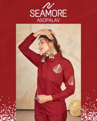 Seamore by Asopalav premium modal silk embroidered co ord set catalogue at low rate  Size wise Combo Set