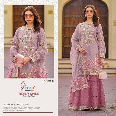 Shree fab design R 1268 organza embroidered designer fancy sharara suit catalogue at low rate fancy sharara suit Catalogs