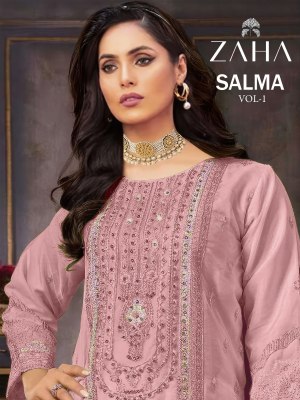 Zaha by Salma vol 1 design no 10283 ABCD organza with embroidered Pakistani suit catalogue pakistani suit catalogs