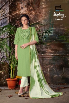 blue hills present skyline vol 7 reyon embroidered readymade suit catalogue at wholesale price  