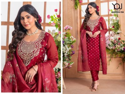 you choice by Aarohi 103 series heavy chanderi embroidered readymade suit catalogue at low rate  