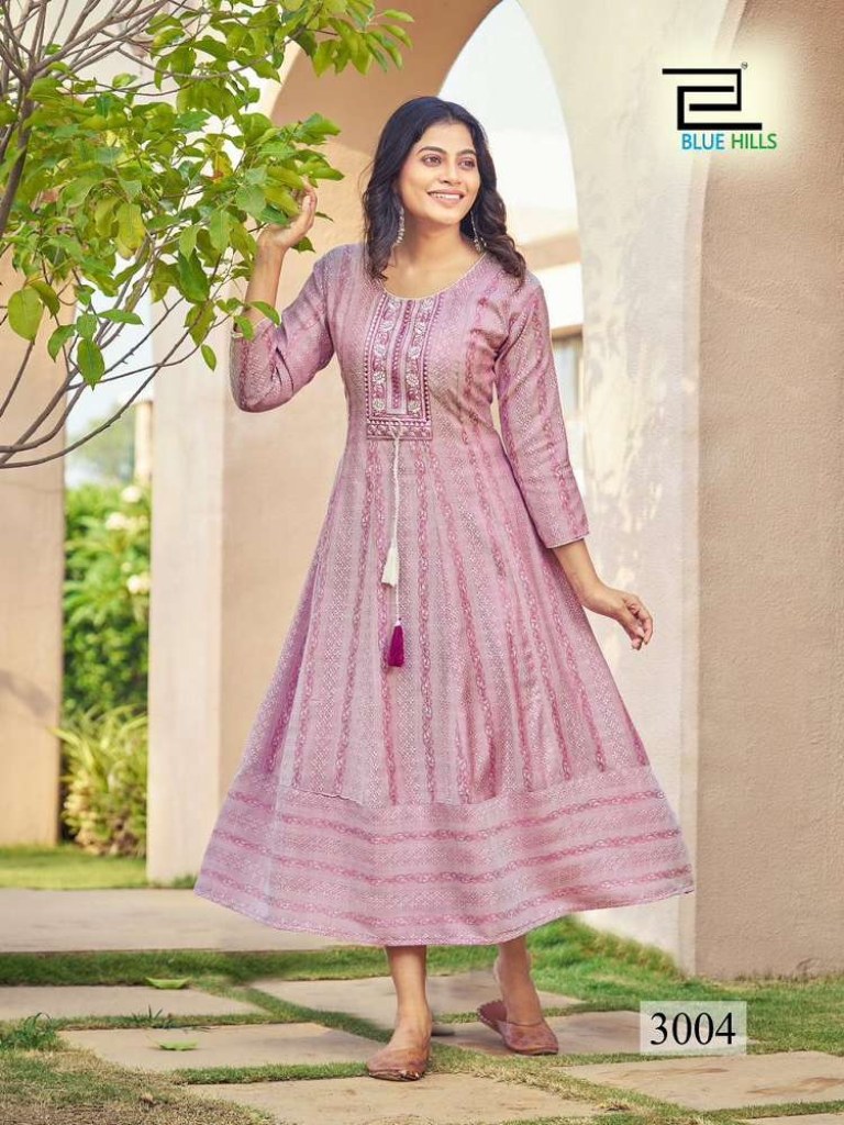 Buy Aliza Long Gown Stylist Nevy Blue Party Wear Kurti at Rs. 1099 online  from Surati Fabric party wear kurtis : SF-1103-ALIZA-NB