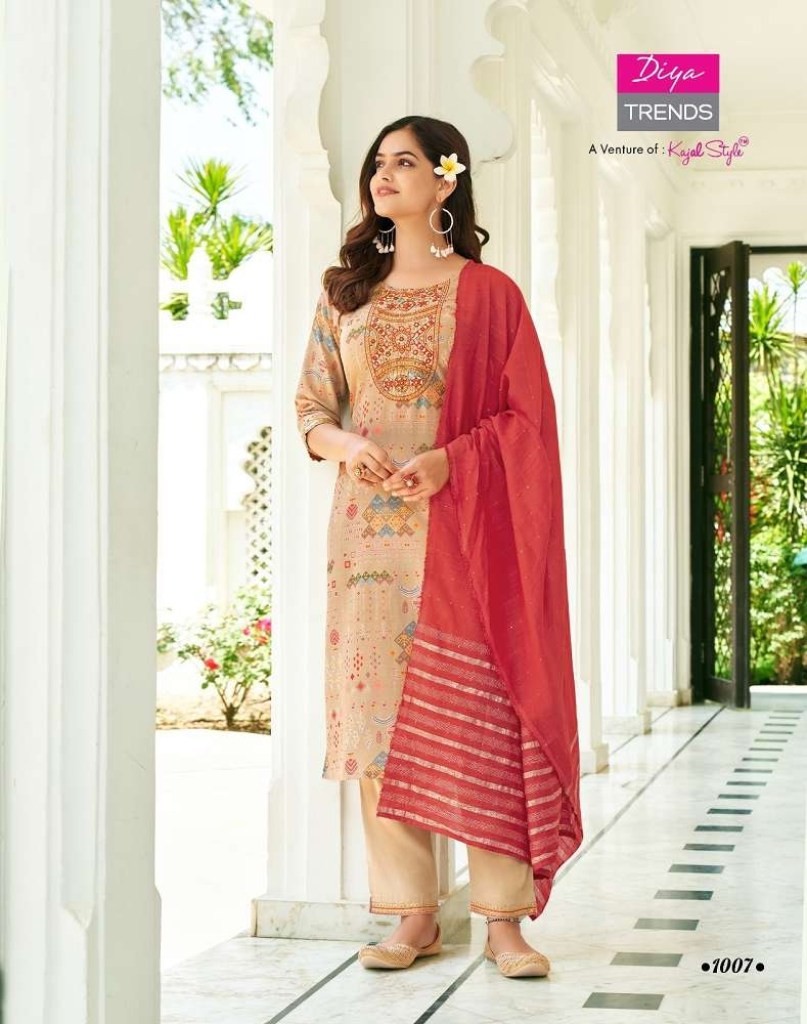 Diya Trends Sawariya Vol 1 Kurti Pant Dupatta Set Muslin Kurti catalogue Manufacturer and wholesaler