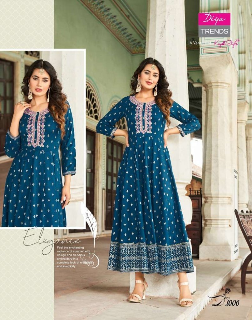 DIYA TRENDS SATRANGI VOL 1 EMBROIDERY STRAIGHT KURTIS WHOLESALER BEST  DISCOUNT SUPERB FANCY LATEST CATALOGUE 2023 - Rehmat Boutique