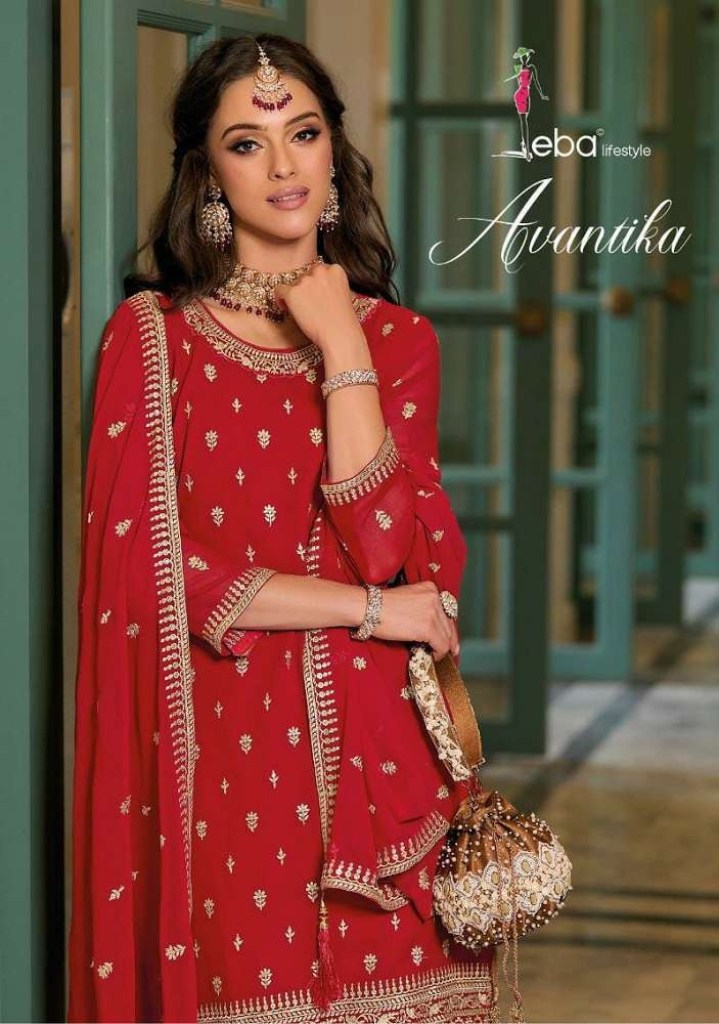 Eba lifestyle by armani fox georgette anarkali kurti with designer sarara  pant and dupatta