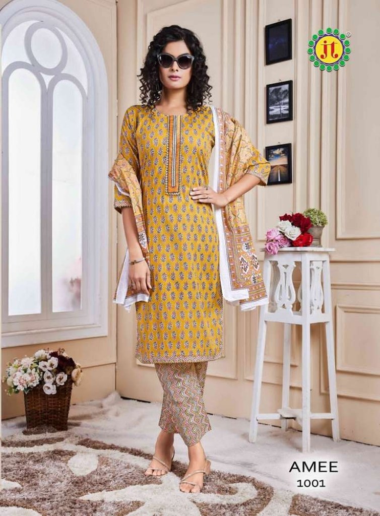 Multicoloured Printed Flared Kurta Kurti With Pant And Dupatta – Leemboodi