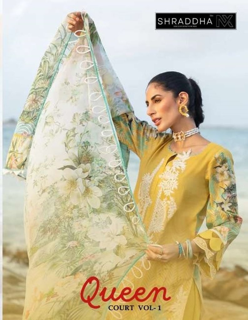 Sharaddha Nx Queen court vol 1 Lawn Cotton Petch work Pakistani