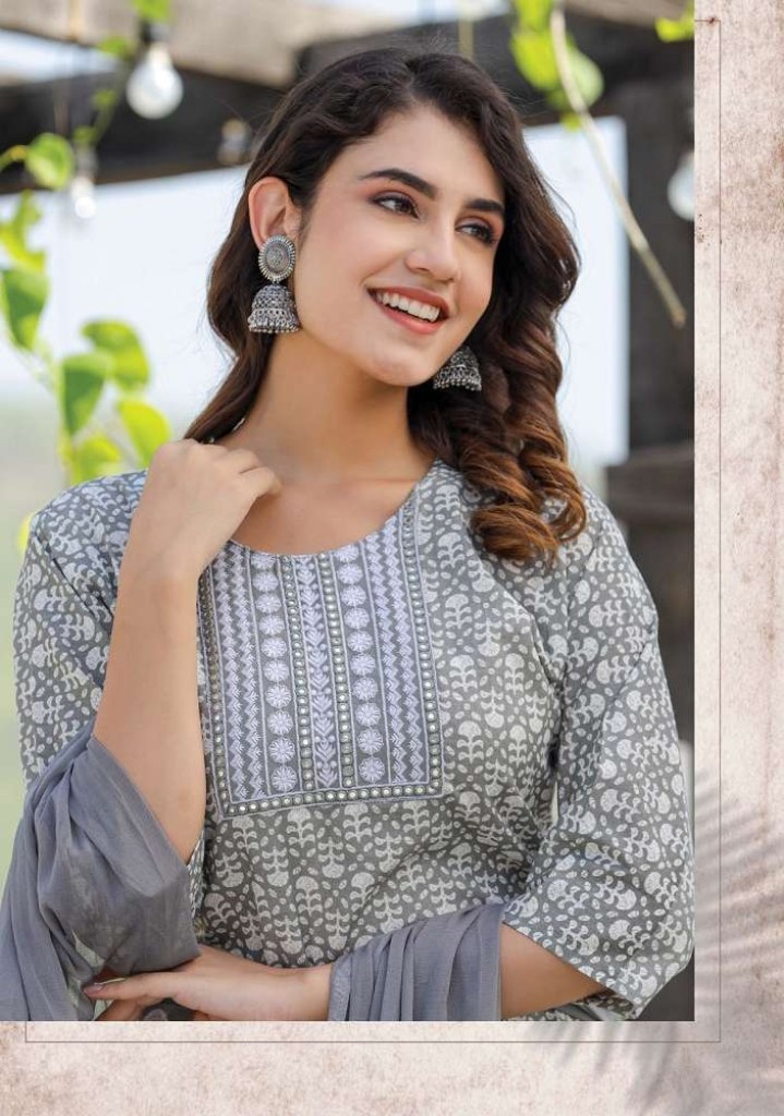 Wanna new launch Anayra Sober Fancy Pure Rich Cotton Cambric Sober Thread Work Kurti With Cotton Pant Chiffon Dupatta Catalogue