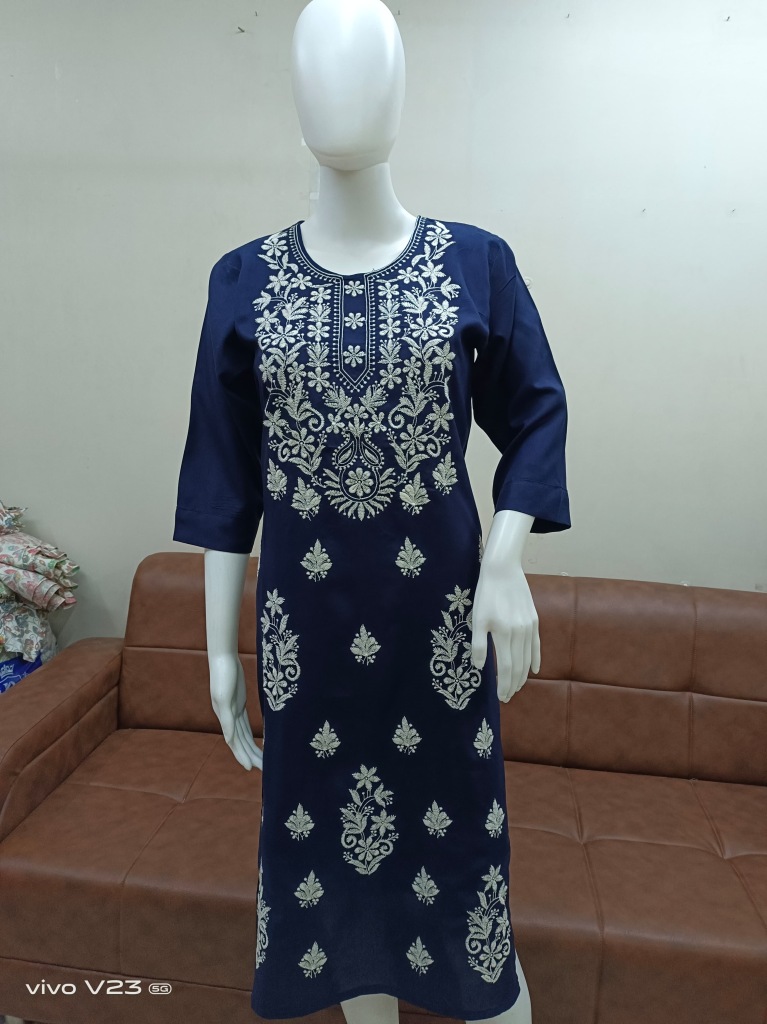 Rung Maharani Catalog Stylish Fancy Wear Chikan Rayon Kurti With Dupatta