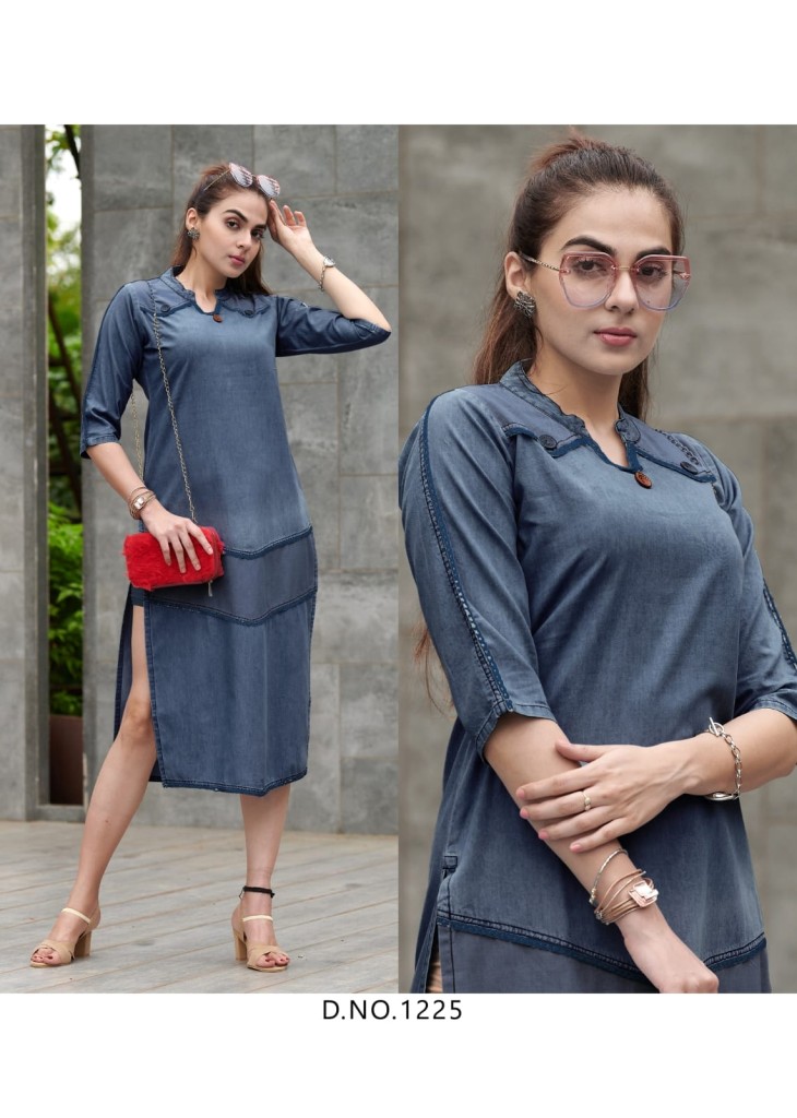 seriemaa presenting funny look beautiful having designer denim kurti  catalogue