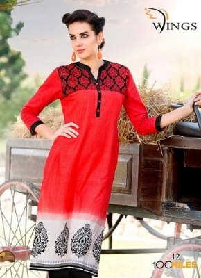 100 miles wings New style beautiful embroidered and printed cotton kurtis collection with low rate kurtis catalogs