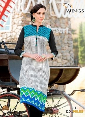 100 miles wings New style beautiful embroidered and printed cotton kurtis collection with low rate kurtis catalogs
