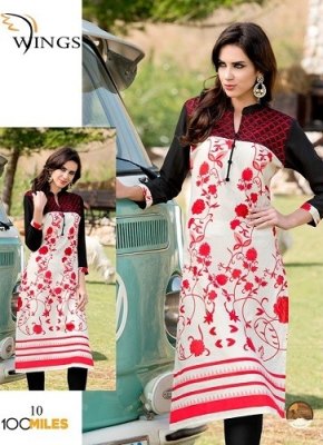 100 miles wings New style beautiful embroidered and printed cotton kurtis collection with low rate kurtis catalogs