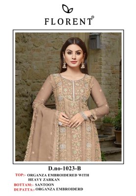 1023 ABCD by Florent Heavy Dull organza embroidered unstitched suit set with low price Amavi