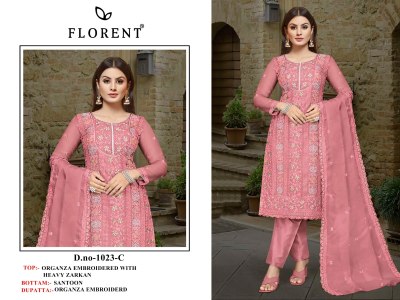 1023 ABCD by Florent Heavy Dull organza embroidered unstitched suit set with low price salwar kameez catalogs