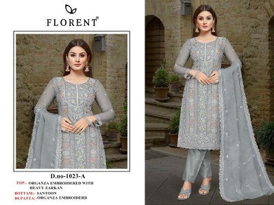 1023 ABCD by Florent Heavy Dull organza embroidered unstitched suit set with low price salwar kameez catalogs