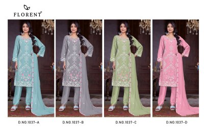 1037 ABCD by Florent Heavy Fox Georgette embroidered dress material in amaviexpo dress material catalogs
