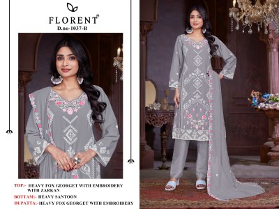 1037 ABCD by Florent Heavy Fox Georgette embroidered dress material in amaviexpo dress material catalogs