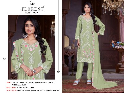 1037 ABCD by Florent Heavy Fox Georgette embroidered dress material in amaviexpo dress material catalogs