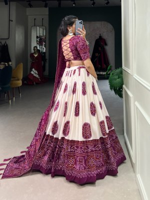 New Navratri Collection Tussar Silk Bandhej Print Wine Colour Buy Single lehenga choli