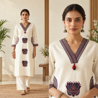 2 PCS Palazzo Set Natural Flex Embroidery Work Top with One Side Pocket Size wise Combo Set