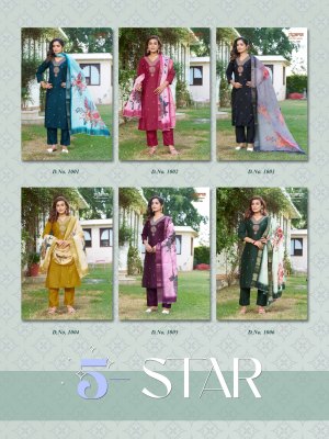 5 Star by Jiyana digital chanderi embroidered readymade suit catalogue at affordable rate readymade suit catalogs